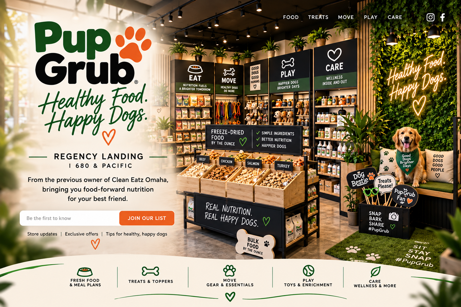 Pup Grub coming soon to Regency Landing at I-680 and Pacific. Healthy Food. Happy Dogs.